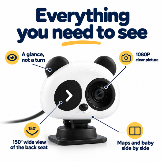 Backseat Buddy Baby Car Camera with Wireless CarPlay