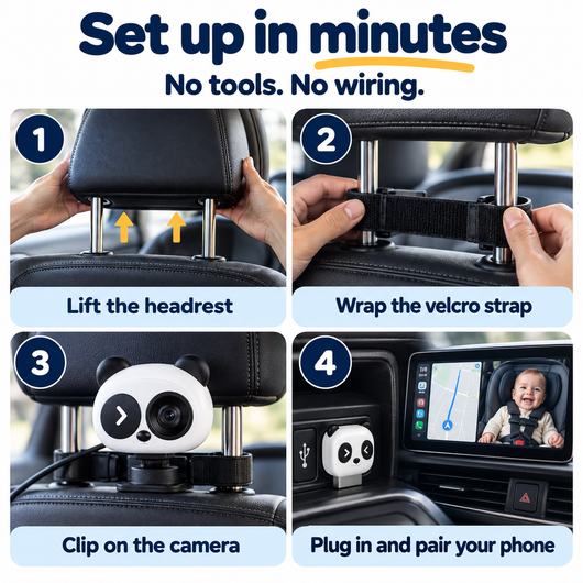 Backseat Buddy Baby Car Camera with Wireless CarPlay